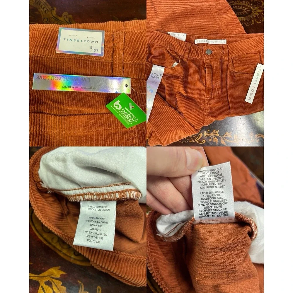 NWT Tinseltown Brown Corduroy Wide‎ Leg Cargo Pant Y2K Grunge Skater Rave 5 / 27